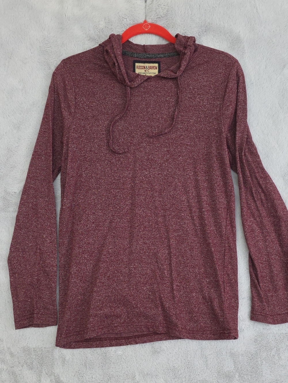 Hudson & Barrow Men's Maroon Hooded Long-Sleeve Pullover